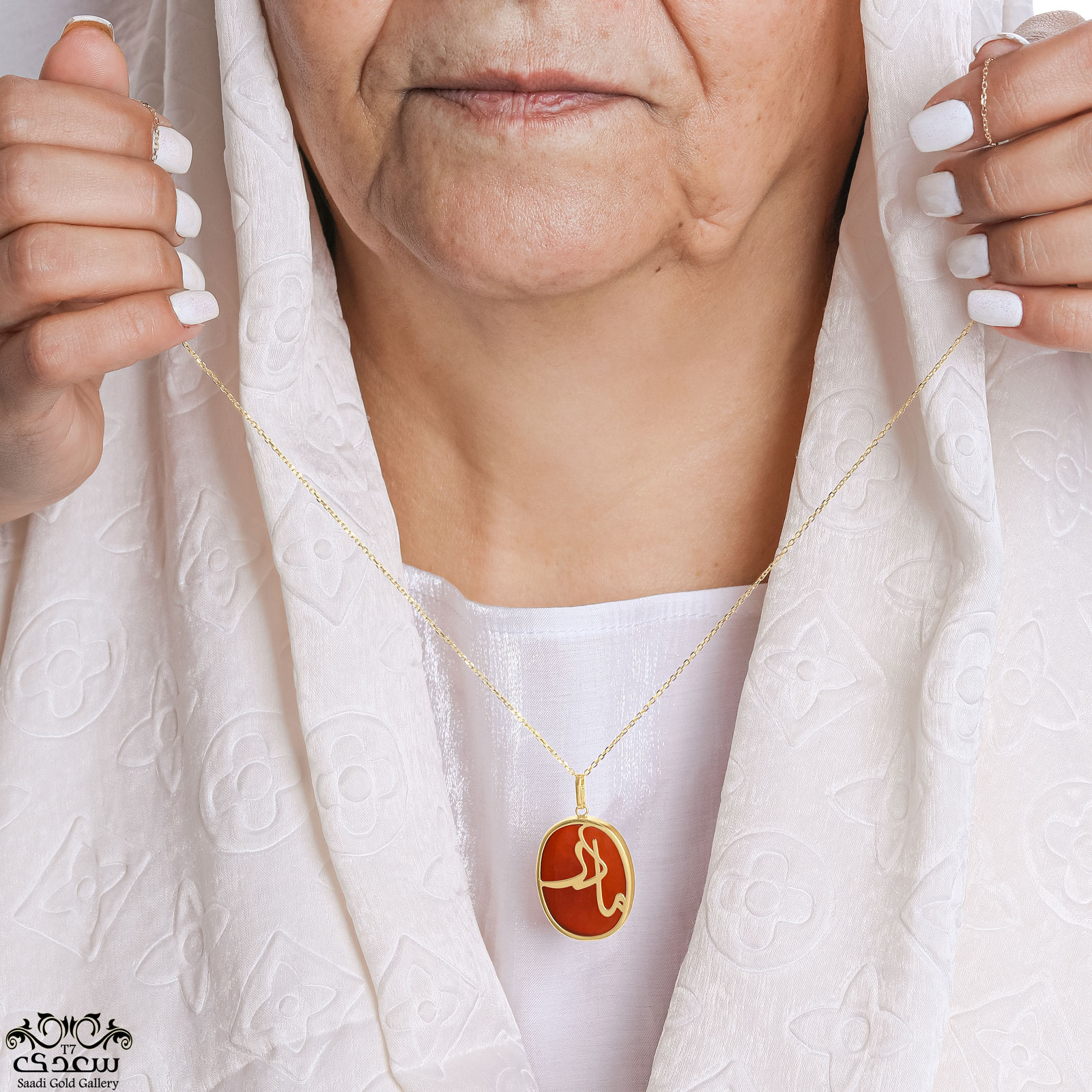 A MOTHER WHO IS WEARING NECKLACE